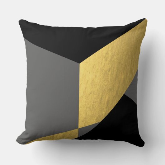 エレガント金ゴールドと黒の幾何学的 クッション (正面)