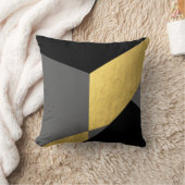 エレガント金ゴールドと黒の灰色のブロック クッション (ブランケット)