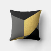 エレガント金ゴールドと黒の灰色のブロック クッション (裏面)