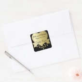 エレガント金ゴールドと黒の結婚式 スクエアシール (封筒)