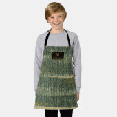 エレガント金ゴールドと黒の緑のブラシ エプロン (着用した状態)