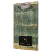 エレガント金ゴールドと黒の緑のブラシ クリップボード (左)