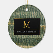 エレガント金ゴールドと黒の緑のブラシ セラミックオーナメント (左)