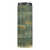 エレガント金ゴールドと黒の緑のブラシ タンブラー (裏面)