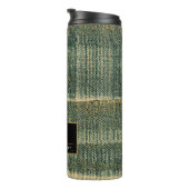 エレガント金ゴールドと黒の緑のブラシ タンブラー (回転右)