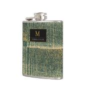 エレガント金ゴールドと黒の緑のブラシ フラスク (左)