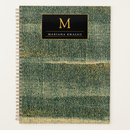 エレガント金ゴールドと黒の緑のブラシ プランナー手帳