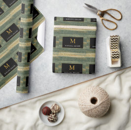 エレガント金ゴールドと黒の緑のブラシ ラッピングペーパー