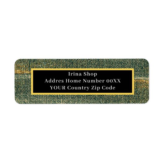 エレガント金ゴールドと黒の緑のブラシ ラベル (正面)