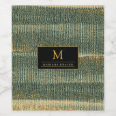 エレガント金ゴールドと黒の緑のブラシ ワインラベル (シングルラベル)