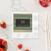 エレガント金ゴールドと黒の緑のブラシ 縁ありカクテルナプキン (インサイチュ)