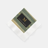 エレガント金ゴールドと黒の緑のブラシ 縁ありカクテルナプキン (角)