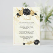 エレガント金ゴールドと黒の花と葉詳細 エンクロージャーカード (スタンド正面)