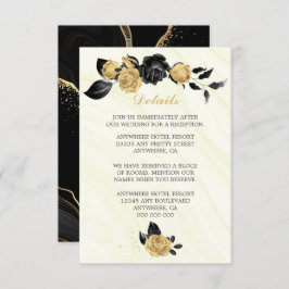 エレガント金ゴールドと黒の花と葉詳細 エンクロージャーカード