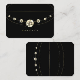 エレガント金ゴールドと黒の輝く宝石ライン石 名刺