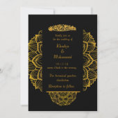 エレガント金ゴールドと黒イスラム結婚教徒 招待状 (正面)