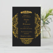 エレガント金ゴールドと黒イスラム結婚教徒 招待状 (スタンド正面)