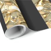 エレガント金ゴールドと黒ストライプの ラッピングペーパー (ロールコーナー)