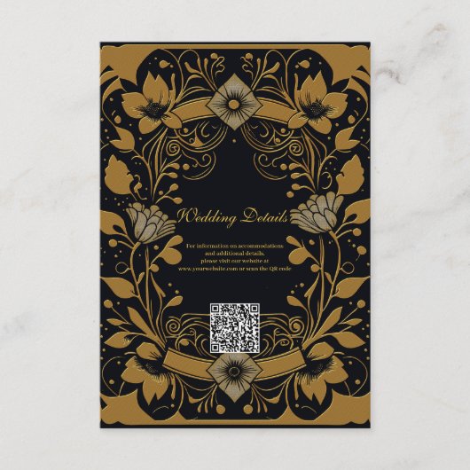 エレガント金ゴールドと黒デザイン エンクロージャーカード (正面)