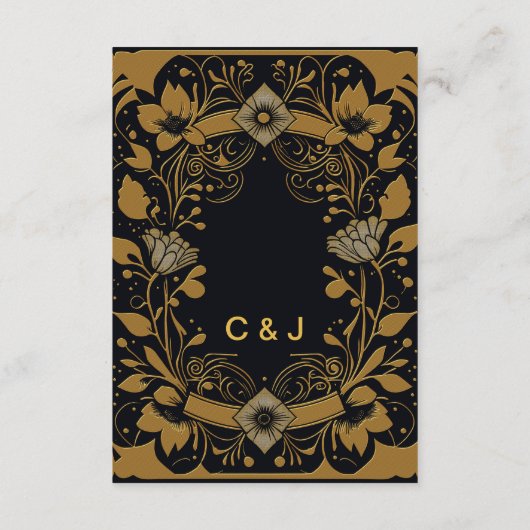 エレガント金ゴールドと黒デザイン エンクロージャーカード (裏面)