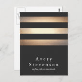 エレガント金ゴールドと黒デザストライプのイナ ポストカード (正面/裏面)