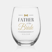 エレガント金ゴールドと黒モダン花嫁の父 ステムなしワイングラス (正面)