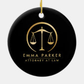 エレガント金ゴールドと黒人弁護士 セラミックオーナメント (裏面)