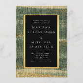 エレガント金ゴールドと黒招待状付きグリーンブラシ エンクロージャーカード (正面)