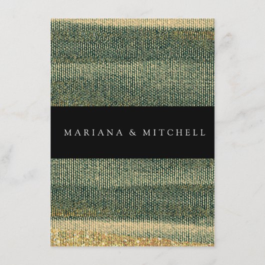 エレガント金ゴールドと黒招待状付きグリーンブラシ エンクロージャーカード (裏面)