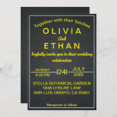 エレガント金ゴールドと黒素朴結婚式招待状 招待状 (正面/裏面)