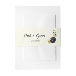 エレガント金ゴールドと黒結婚花 招待状ベリーバンド