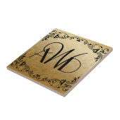 エレガント金ゴールドと黒3イニシャル タイル (側面)