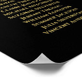 エレガント金ゴールドと黒8テーブル結婚の座席表 ポスター (角)