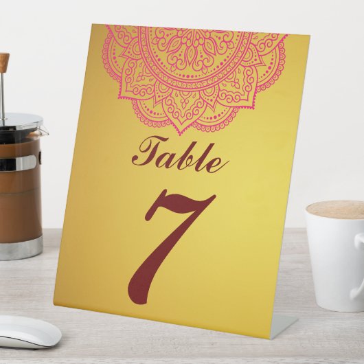 エレガント金ゴールドとREdインディアンペイズリー結婚ズPedes 台座サイン (インサイチュ)