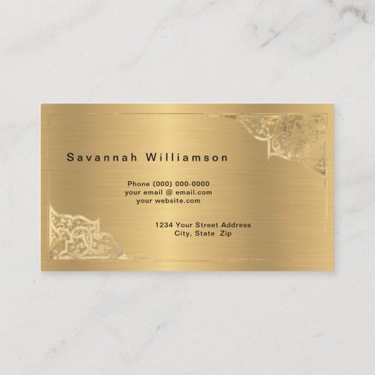 エレガント金ゴールドのカスタマイズ 名刺 (裏面)