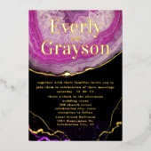 エレガント金ゴールドのホイル結婚インビタティ 箔招待状 (正面)