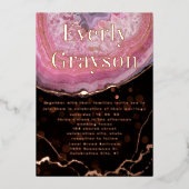 エレガント金ゴールドのホイル結婚インビタティ 箔招待状 (正面)