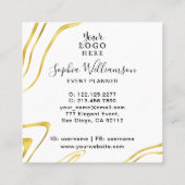 エレガント金ゴールドのロゴの白  スクエア名刺 (裏面)