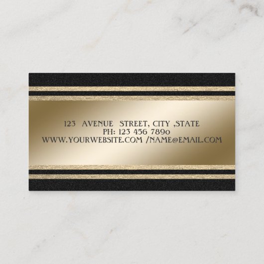 エレガント金ゴールドの光ストライプ輝フローラミキサー 名刺 (裏面)