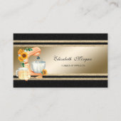 エレガント金ゴールドの光ストライプ輝フローラミキサー 名刺 (正面)