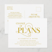エレガント金ゴールドの変更、延期 ポストカード (正面/裏面)