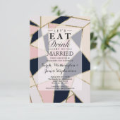 エレガント金ゴールドの幾何三角形 招待状 (スタンド正面)