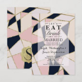 エレガント金ゴールドの幾何三角形 招待状 (正面/裏面)