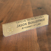 エレガント金ゴールドの弁護士名プレート デスクネームプレート (側面)