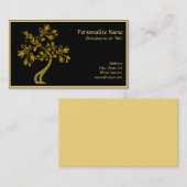 エレガント金ゴールドの木の黒に禅ヨガ 名刺 (正面/裏面)