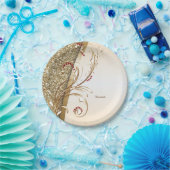 エレガント金ゴールドの渦巻き ペーパープレート (パーティー)