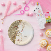 エレガント金ゴールドの渦巻き ペーパープレート (パーティー)