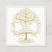 エレガント金ゴールドの白いパーソナライズされた木 スクエア名刺 (裏面)