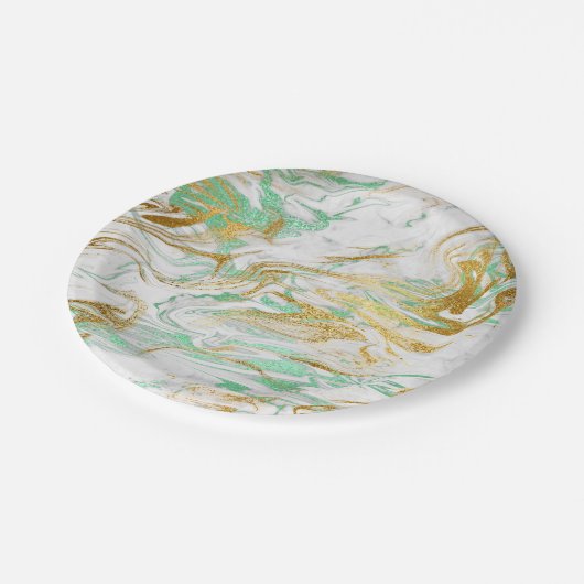 エレガント金ゴールドの白大理石の外観 ペーパープレート (アングル)