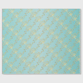 エレガント金ゴールドの結婚リングや輪がライトブルー ラッピングペーパー (フラット)